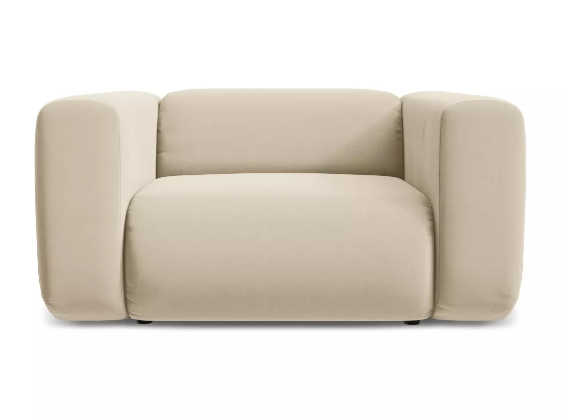 Fauteuil en velours - beige clair - EKAHI