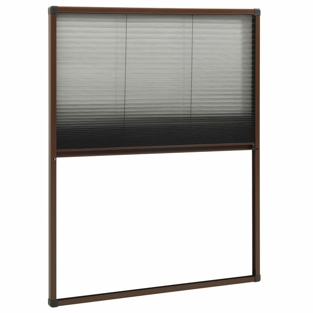 Moustiquaire plissée pour fenêtre aluminium marron 80x100 cm