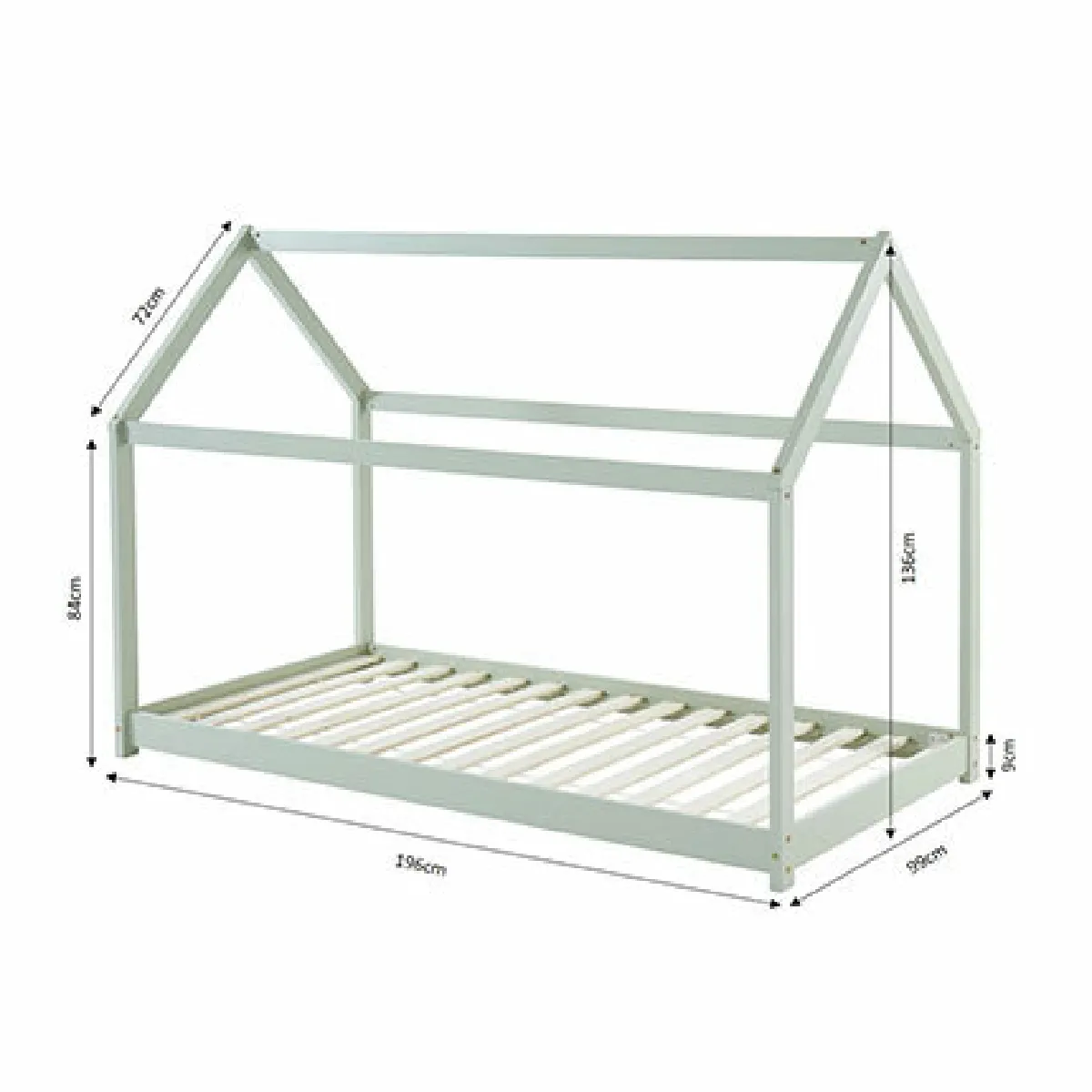 MES Lit cabane enfant 90x190 cm - Vert clair