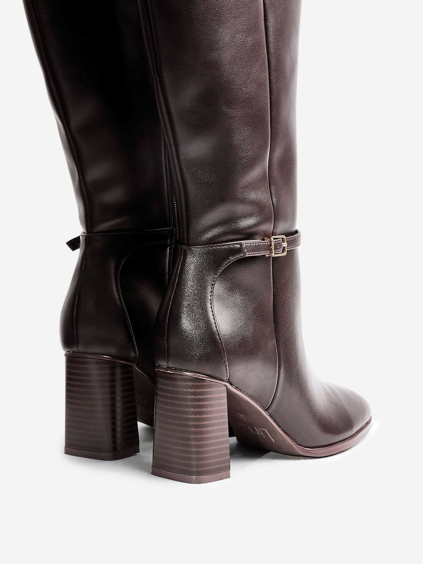 Bruin - Linzi Midtown Block Heel High Leg Boots With Buckle Detail