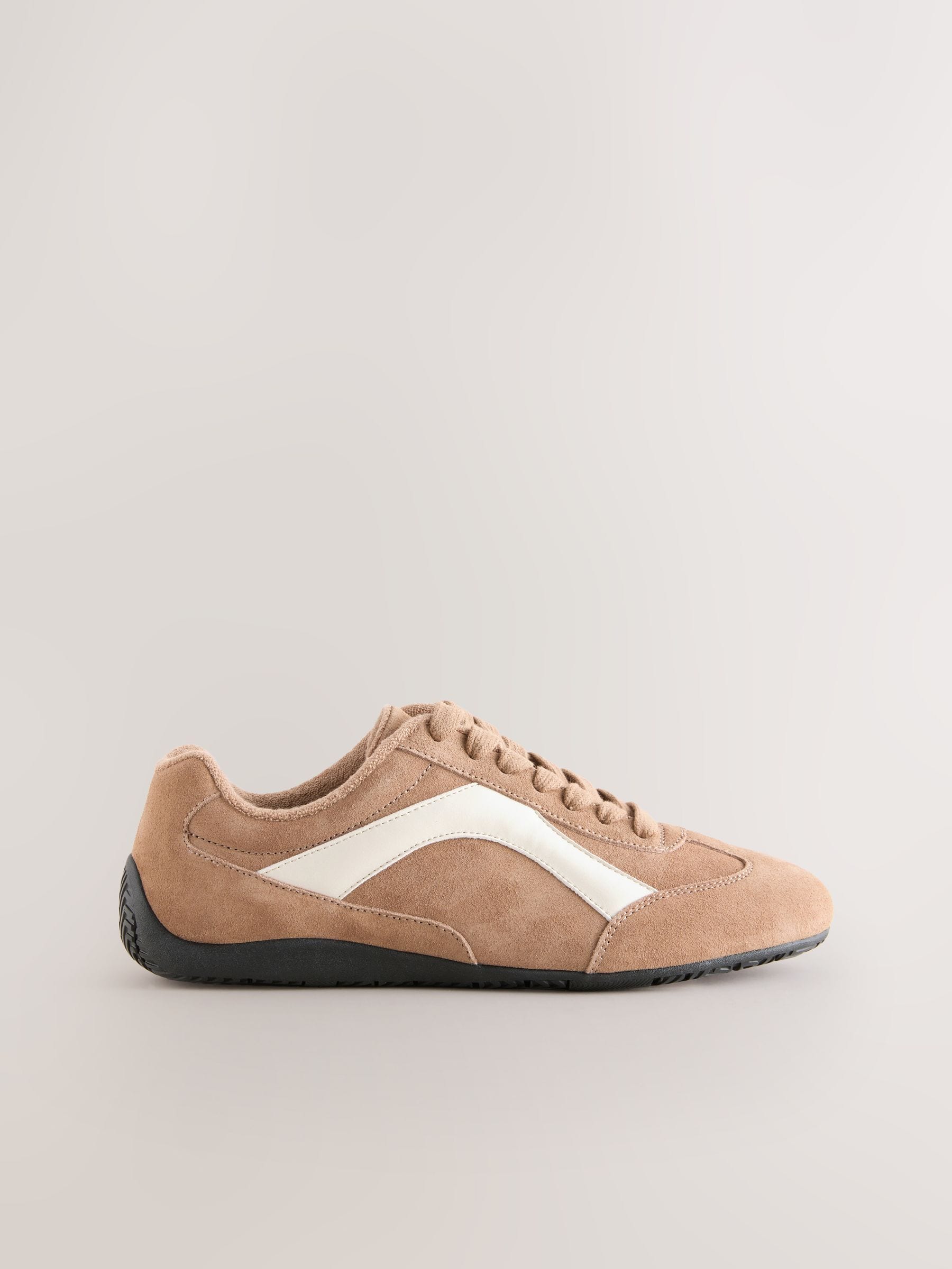 Kameelkleurig suède - Forever Comfort® Leather Slimsole Lace-Up Trainers