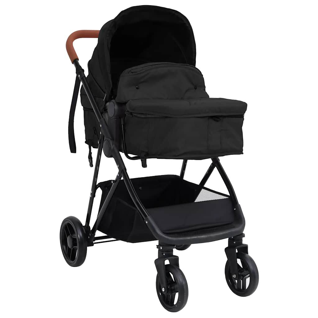 vidaXL 3-in-1 Kinderwagen Antraciet/Zwart Staal