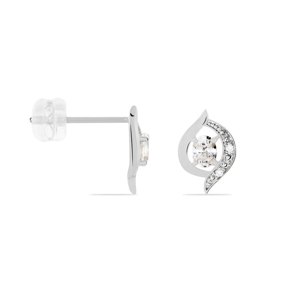 Boucles D'oreilles Puces Or Blanc Lydia Oxydes De Zirconium