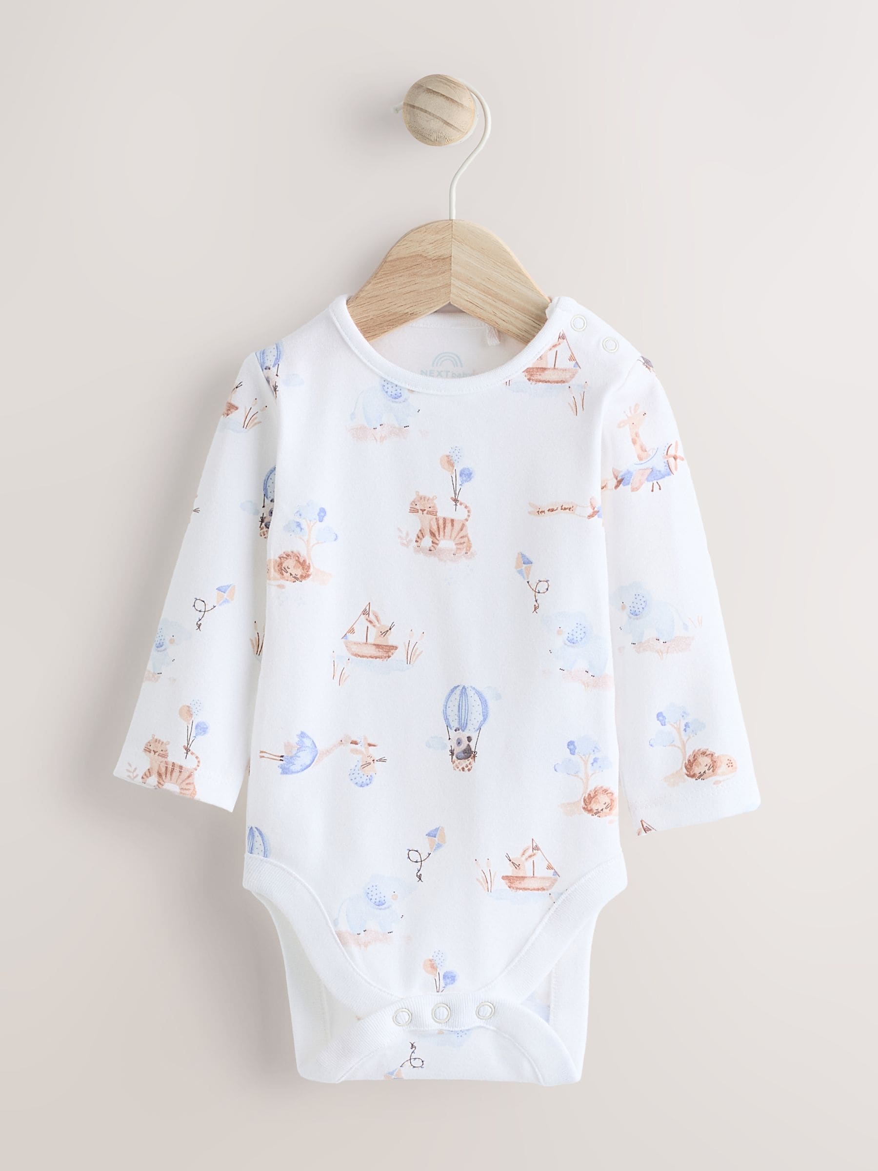 Blauw met olifantenprint - Baby Velour Dungarees and Bodysuit Set (0mths-3yrs)