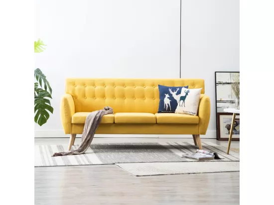 NETTLIFE Canapé à 3 places revêtement en tissu 172x70x82 cm jaune