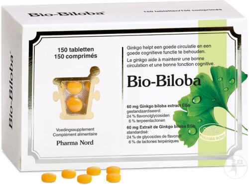 Pharma Nord Bio-Biloba Extrait Ginkgo Biloba Circulation Sanguine + Fonction Cognitive 150 Comprimés