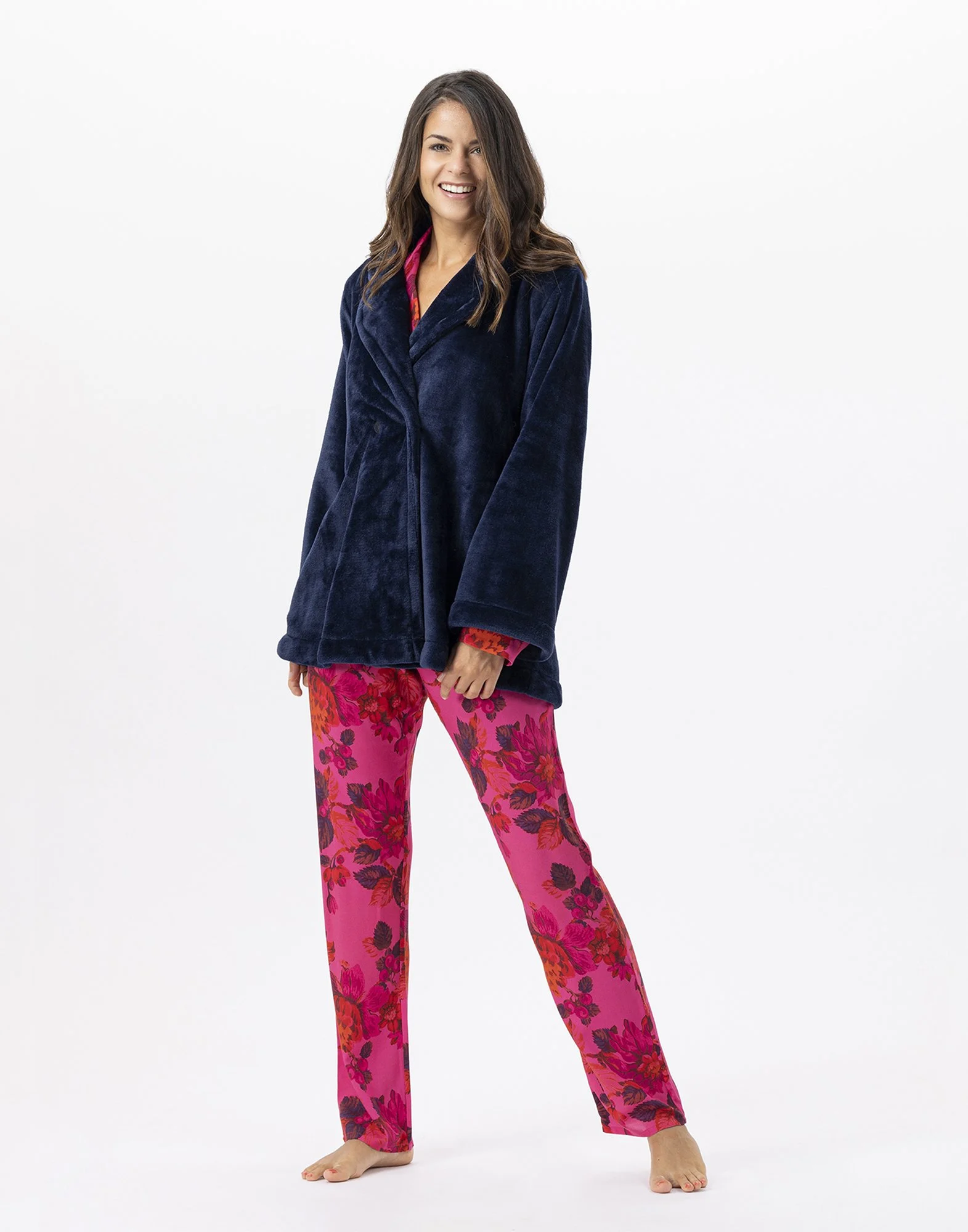 ESSENTIEL H77A - Veste en peluche flanelle | Bleu