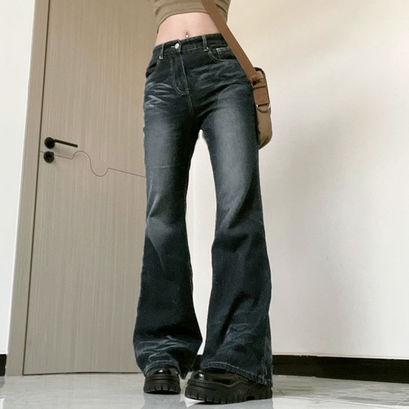 Puffie - Low Rise Washed Slim-Fit Boot-Cut Jeans
