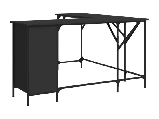 Bureau noir 141x141x75 cm bois d'ingénierie