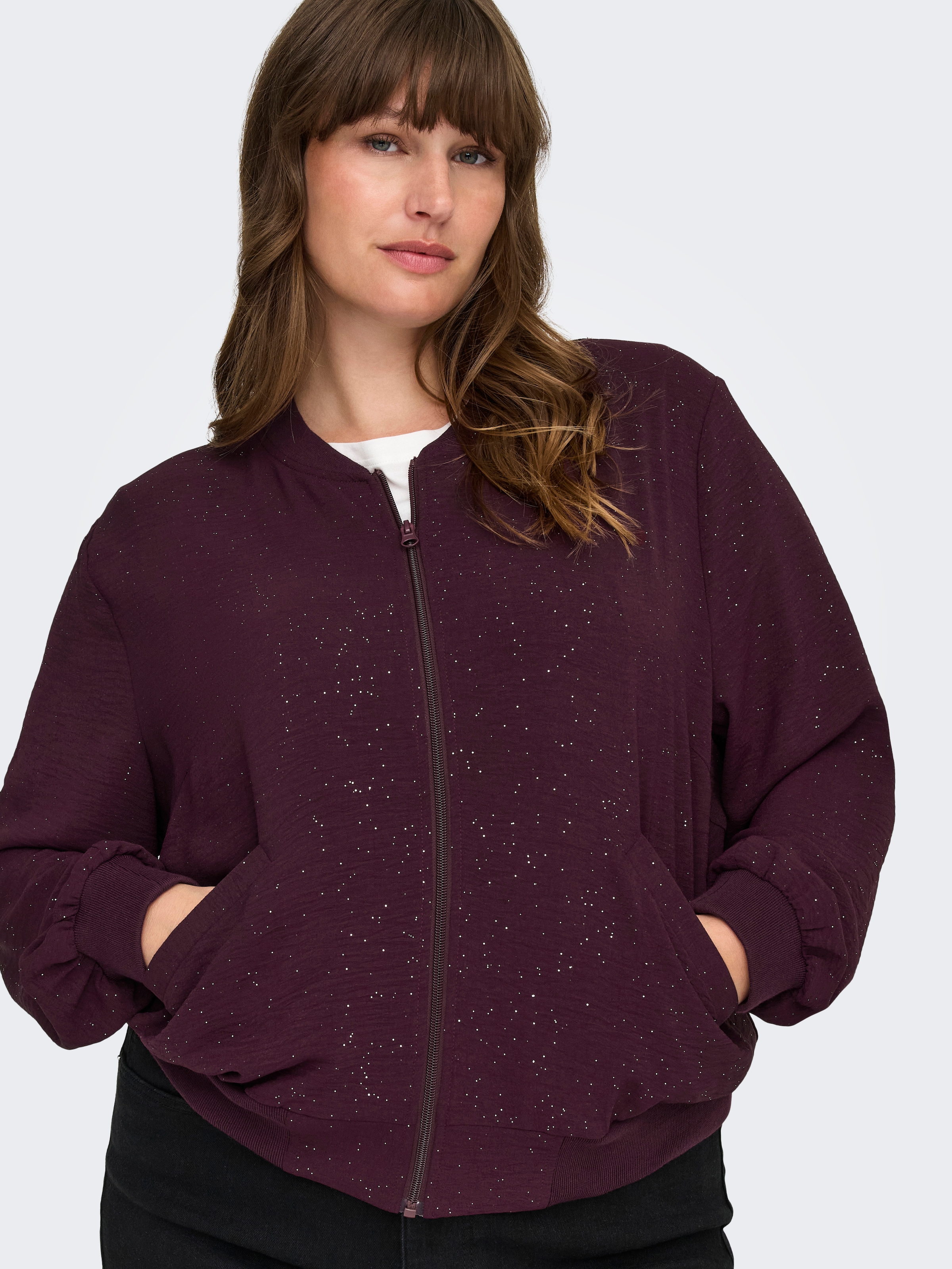 ONLY CARMAKOMA Blouson »CARJOSEE METTA LIFE LS BOMBER WVN« mit Glitzer Effekt