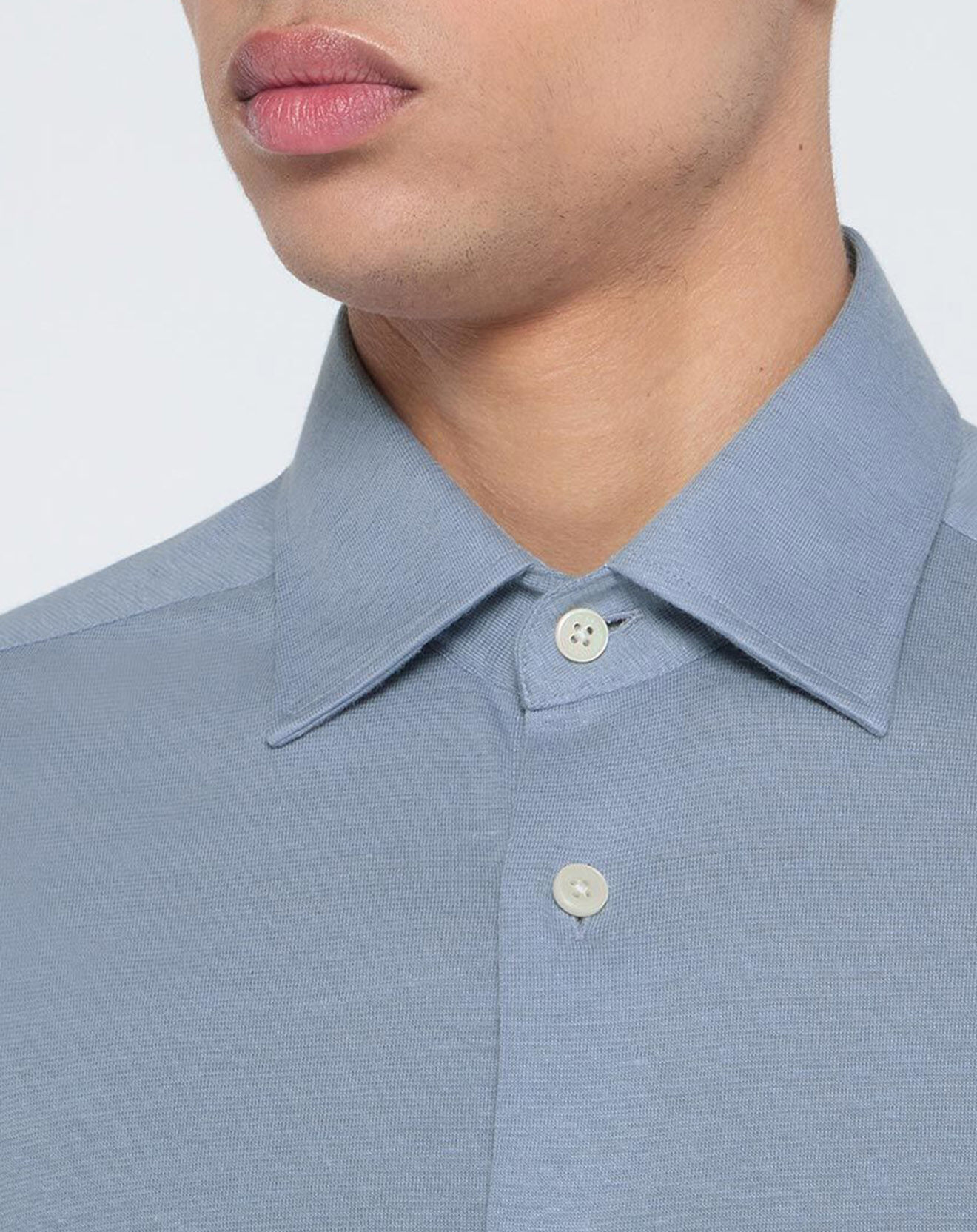 Hackett London Chemise en Lin mélangé Slim Fit Polo Piqué bleu clair