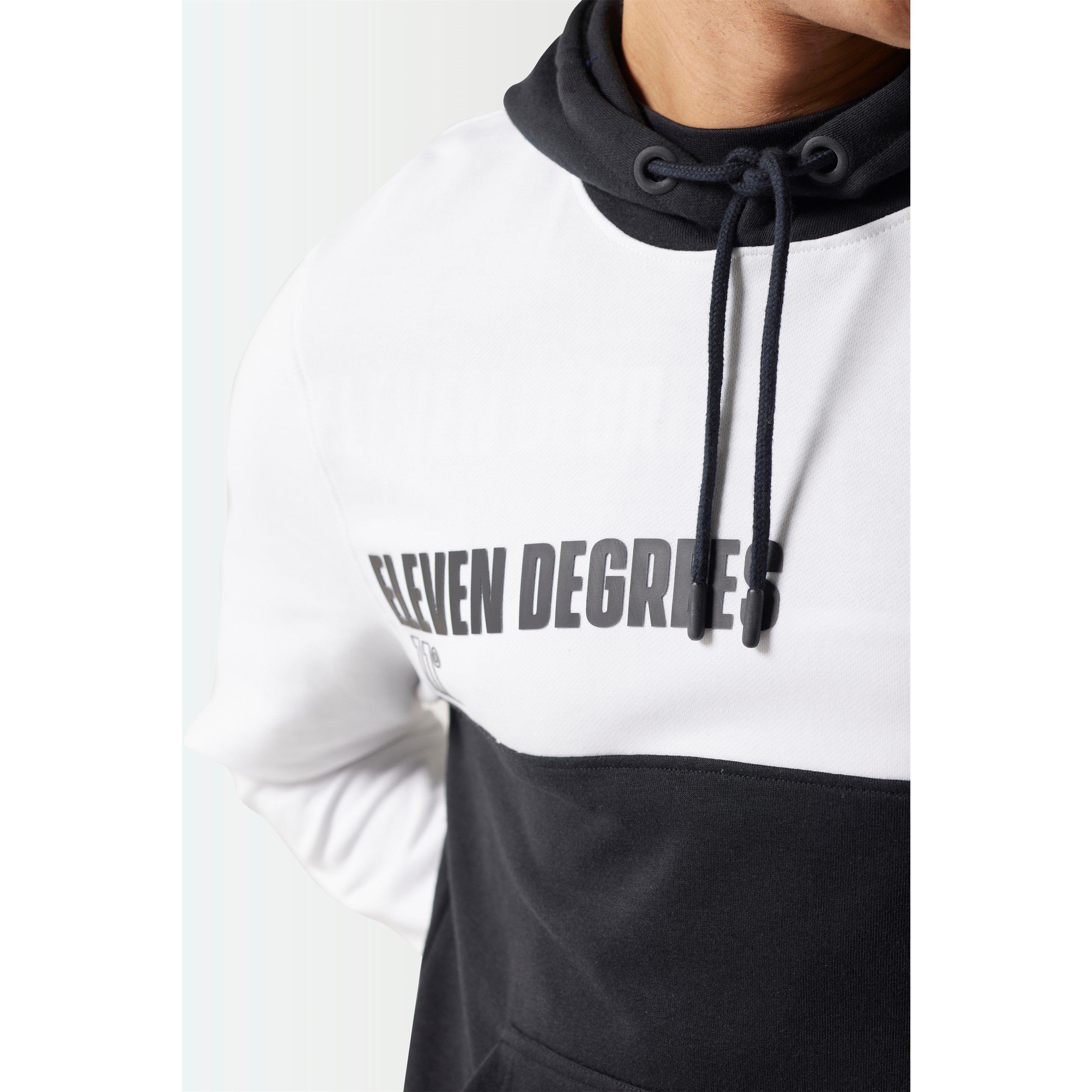 11 Degrees 11D Colour Block Hoodie Black  White