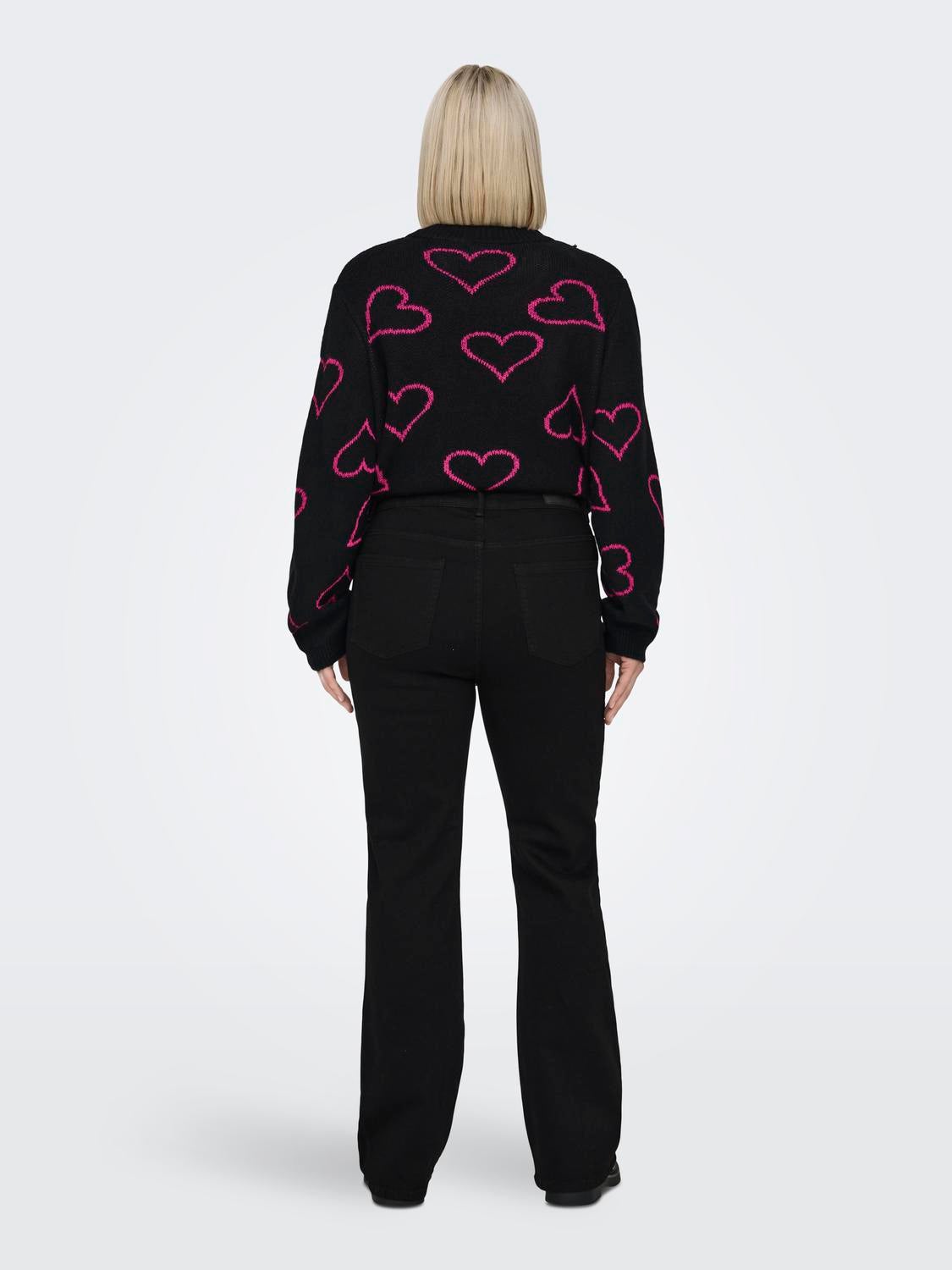 CARWILLY Hohe Taille Ausgestellt Jeans Black Denim