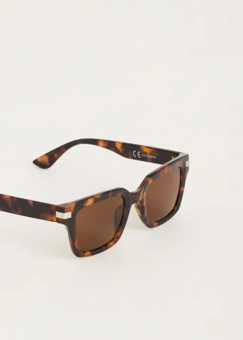 Zonnebril met detail bruin (BRN)