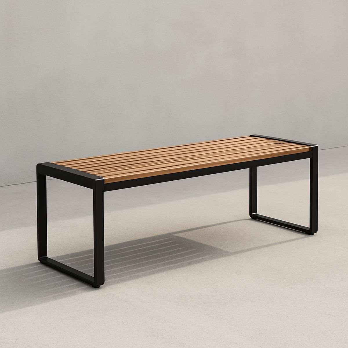 Gartenbank aus Teakholz mit Metallrahmen 180cm Schwarz/Braun
