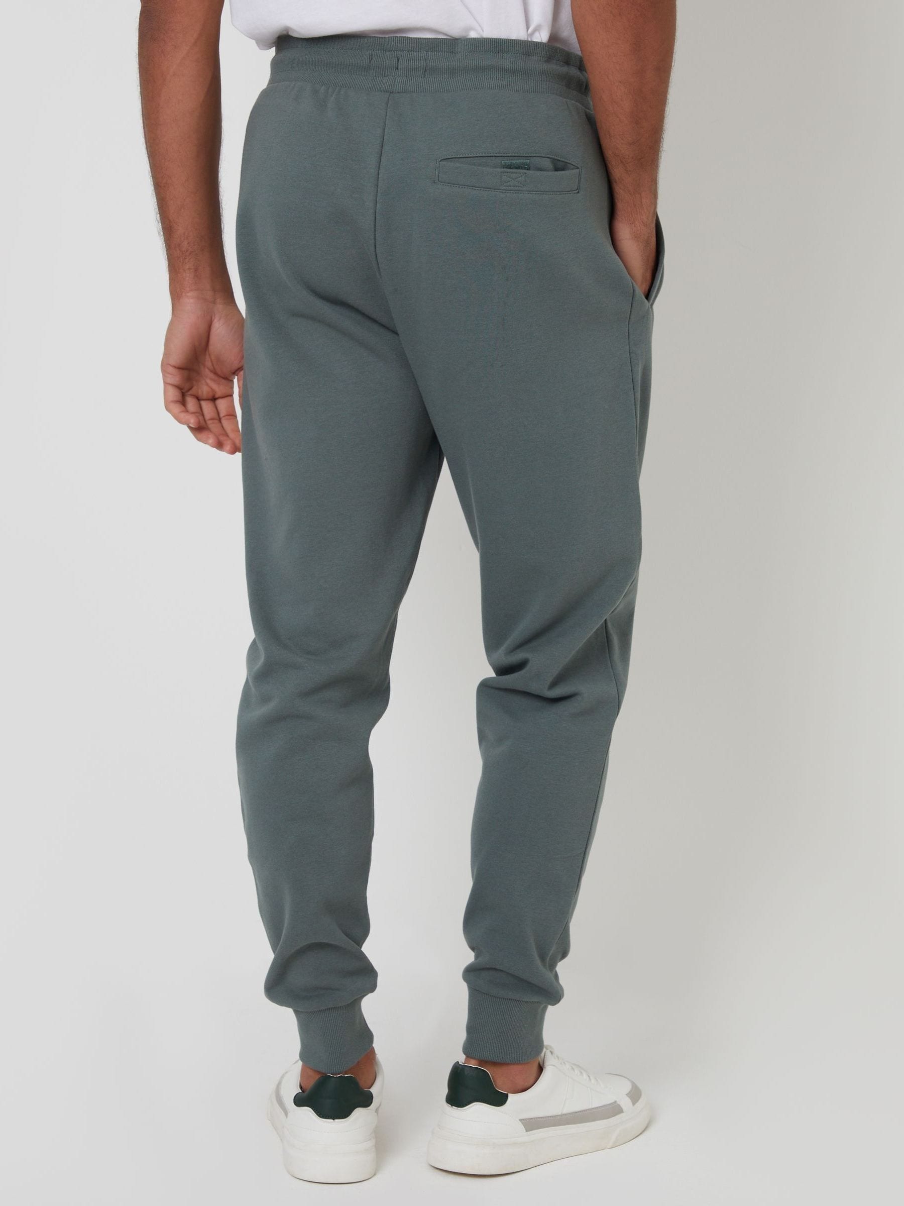 Blauwgroen - Threadbare - Katoenen Blend joggingbroek