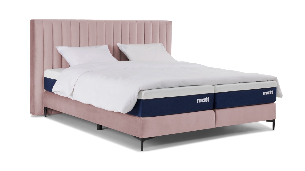 Matt Sleeps Boxspring Velvet stroken met matras Matt roze