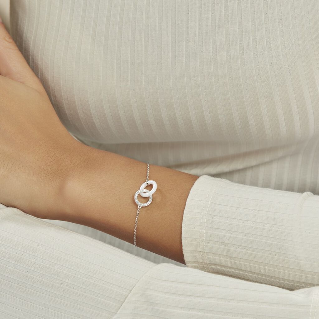 Bracelet Dina Argent Blanc Céramique Et Oxyde De Zirconium