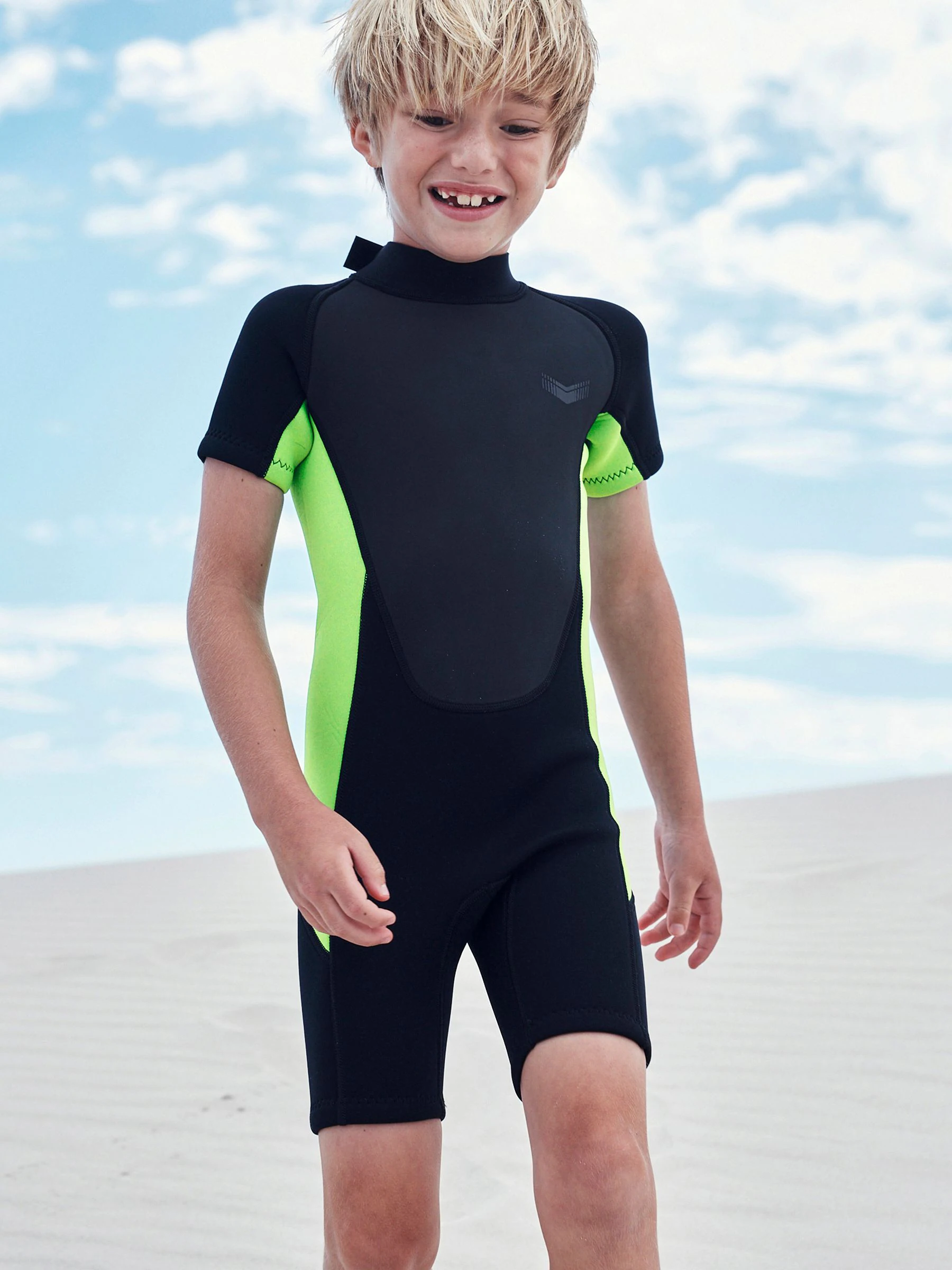 Zwart en groen met korte mouw - Wetsuit (1 - 16 jr)