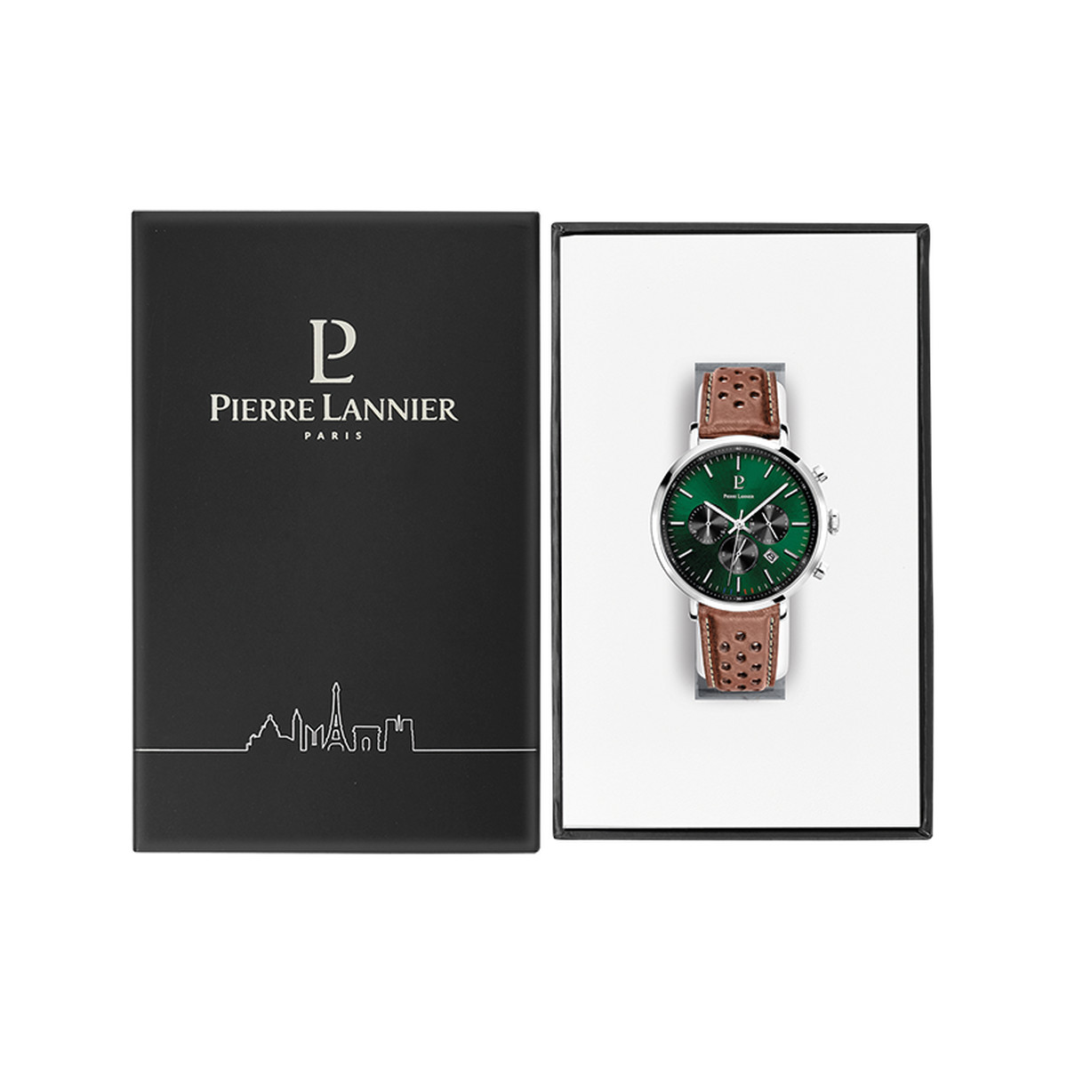 Montre PIERRE LANNIER baron homme bracelet cuir brun
