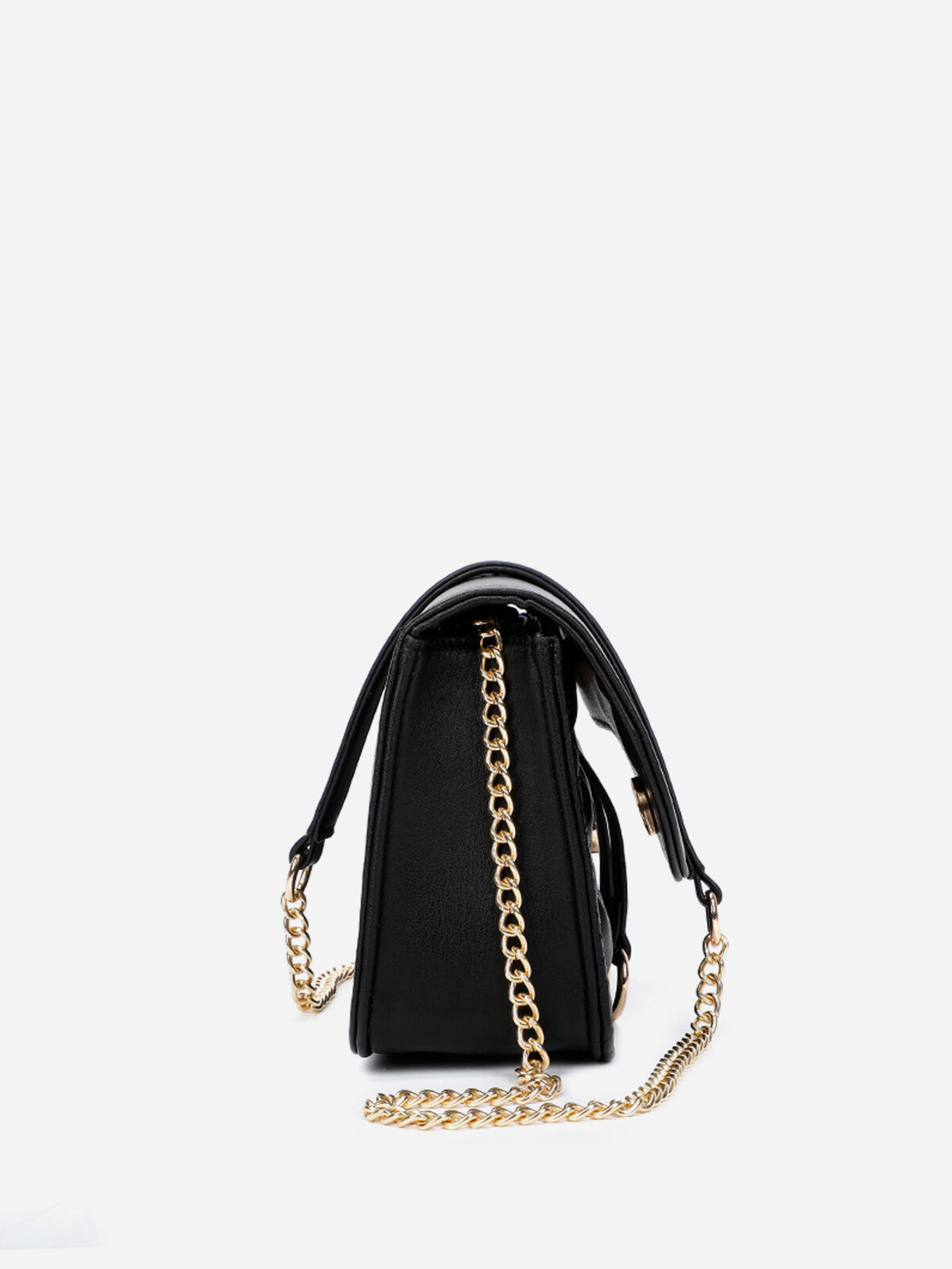 Sac bandoulière à rabat asymétrique- Noir