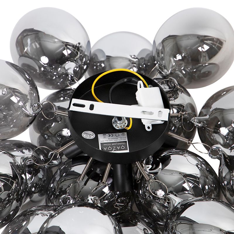 Design plafondlamp zwart met smoke glas 4-lichts - Uvas