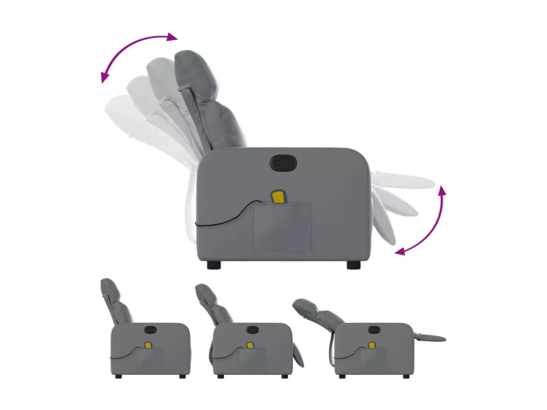 Fauteuil massant inclinable Gris Similicuir