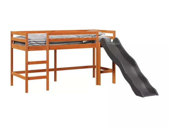 Lit mezzanine d'enfants sans matelas 90x190 cm bois pin massif
