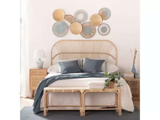 Tête de lit double en rotin naturel 160x111 cm-Doe