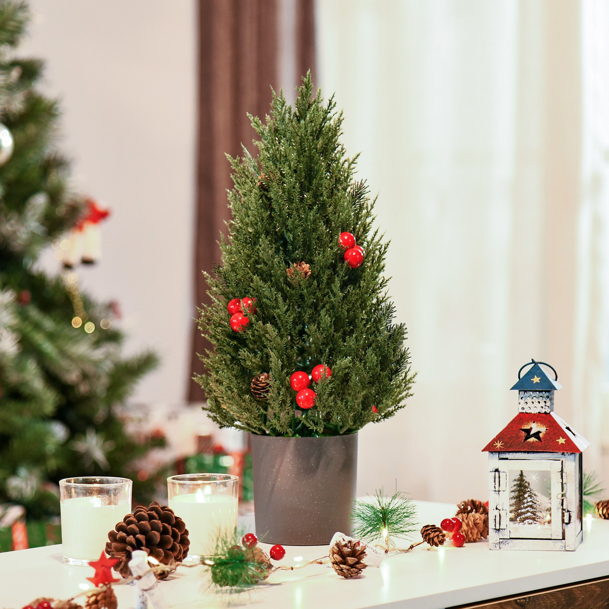 HOMCOM Künstlicher Weihnachtsbaum für den Tisch grün Ø27 x 47H cm