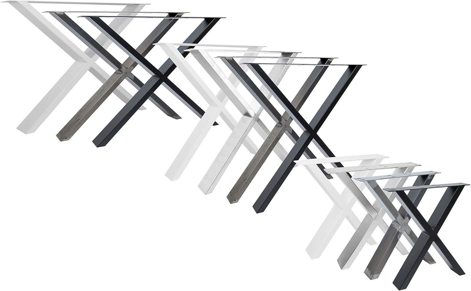 Natural Goods Berlin 2X Tischkufen X-Form Design Möbelkufen Metall Tischbeine scandic | Loft Tischgestell aus Stahl | Tischkuven, Hairpin Legs - Edelstahl, B70 x H72cm