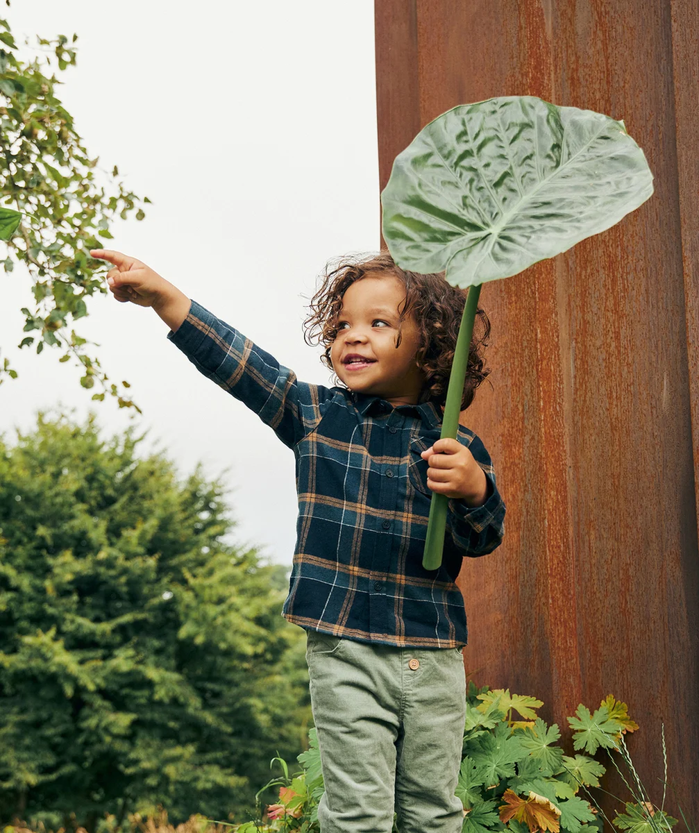 CHEMISE VELOURS À CARREAUX BLEUE ET MARRON BÉBÉ GARÇON