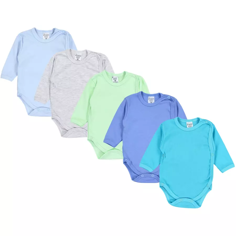 TupTam Baby Langarm Wickelbody im 5er Set grünblau