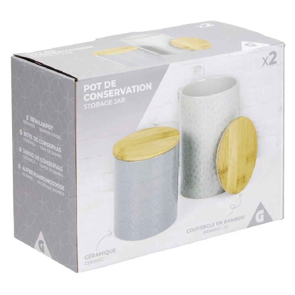 Pot de conservation design carreau de ciment et point relief x2