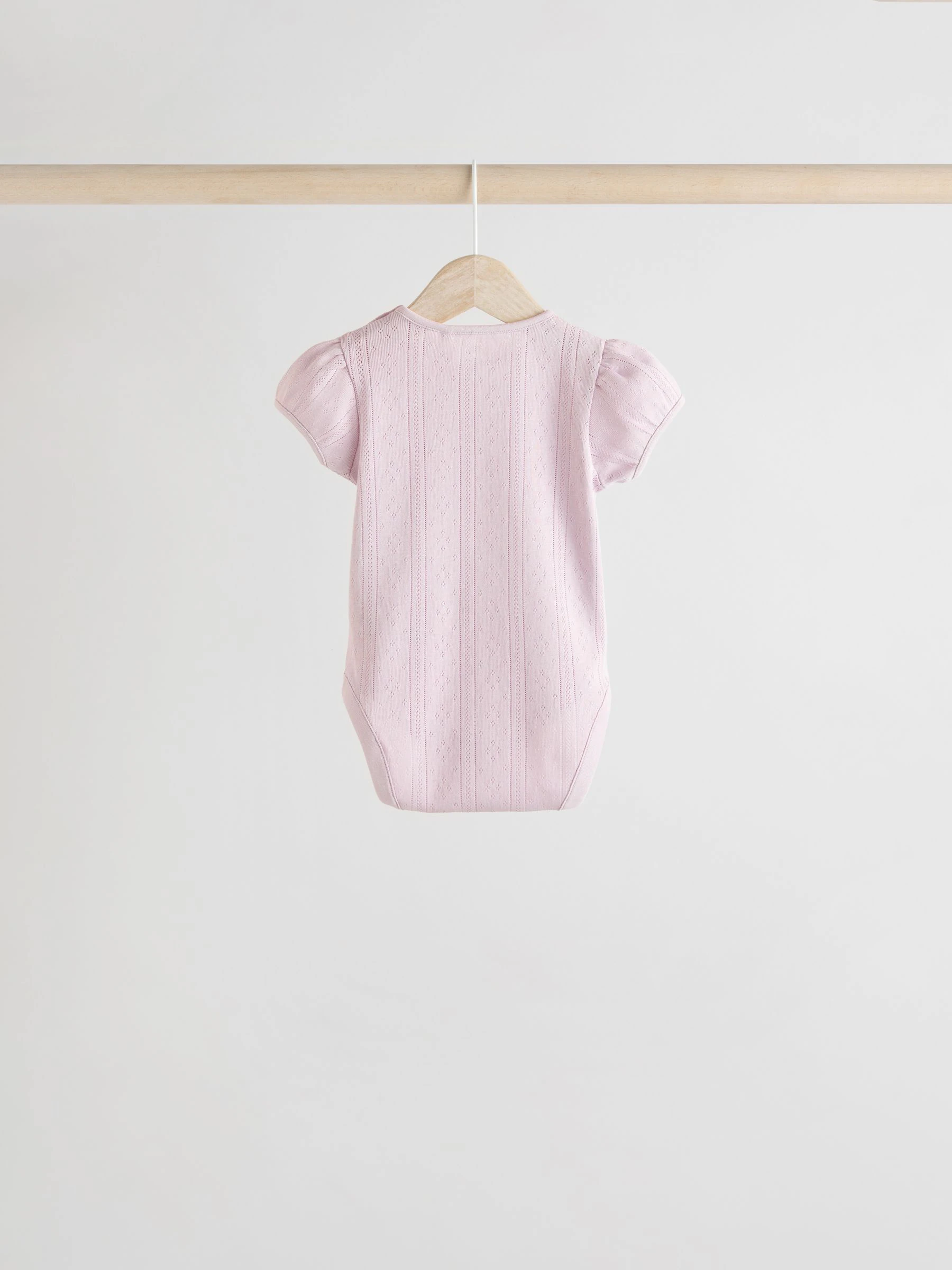 Pastel - 5 Pak Korte mouwen Pointelle Baby Bodysuits