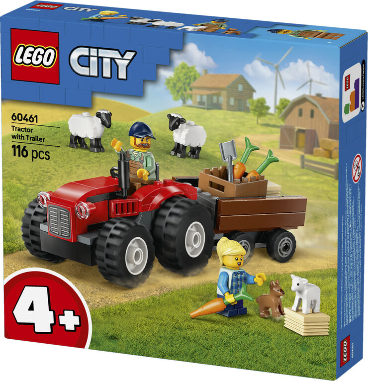 Lego Rød traktor med anhænger og får