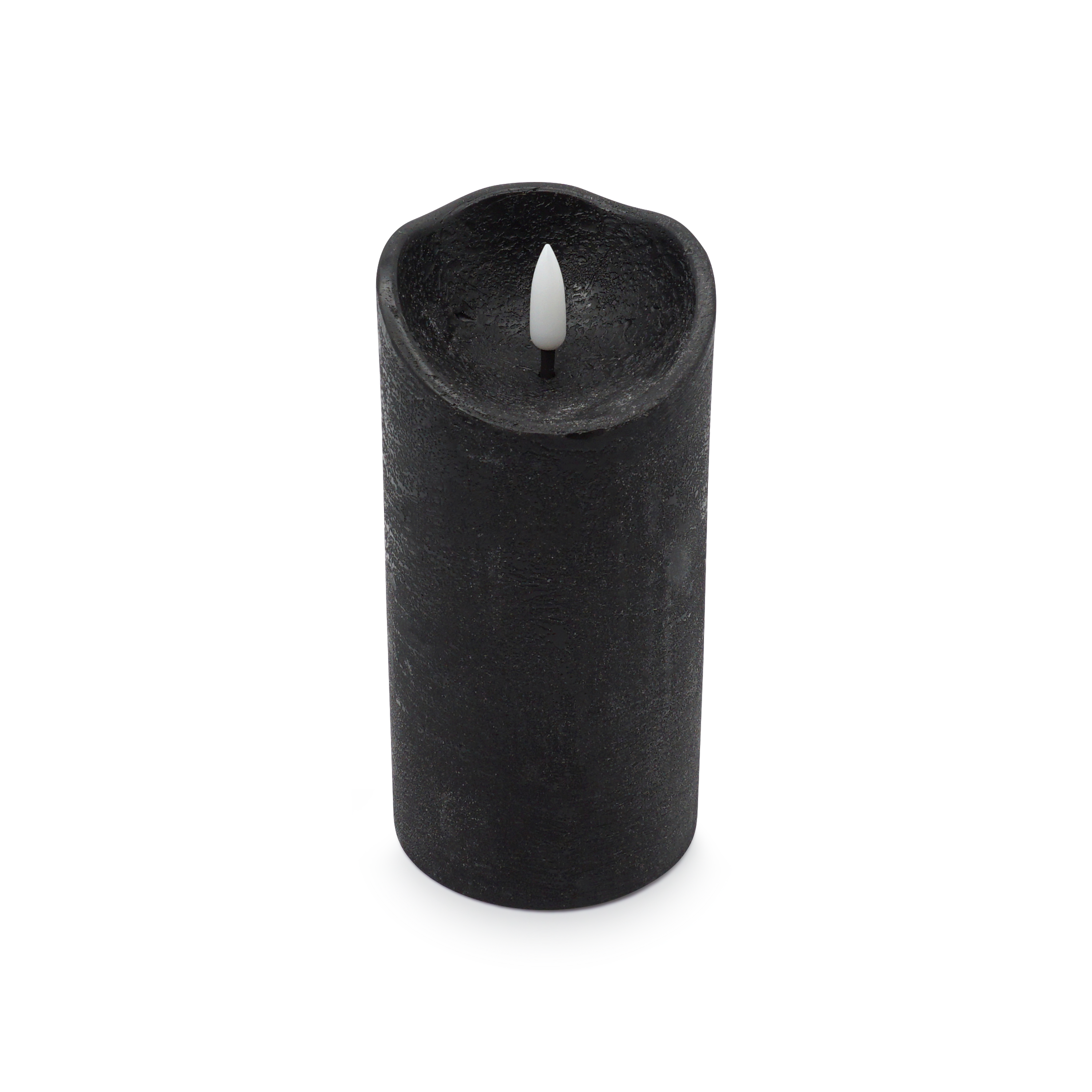 (15cm) Echtwachs LED Pillar Kerze Home Deko Stimmungsleuchte Flamme Rustic (12.061-18) - Schwarz