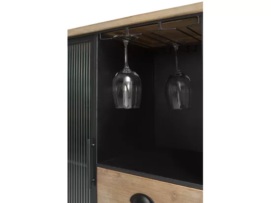 Meuble bar métallique avec plateau en bois