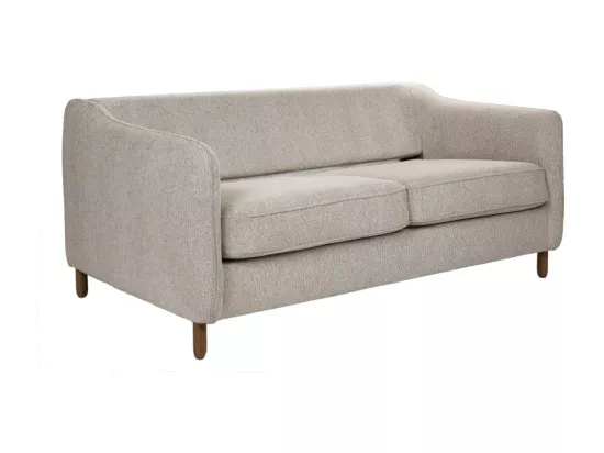Vornay - Canapé convertible express 3 places en tissu pieds bois foncé - Beige