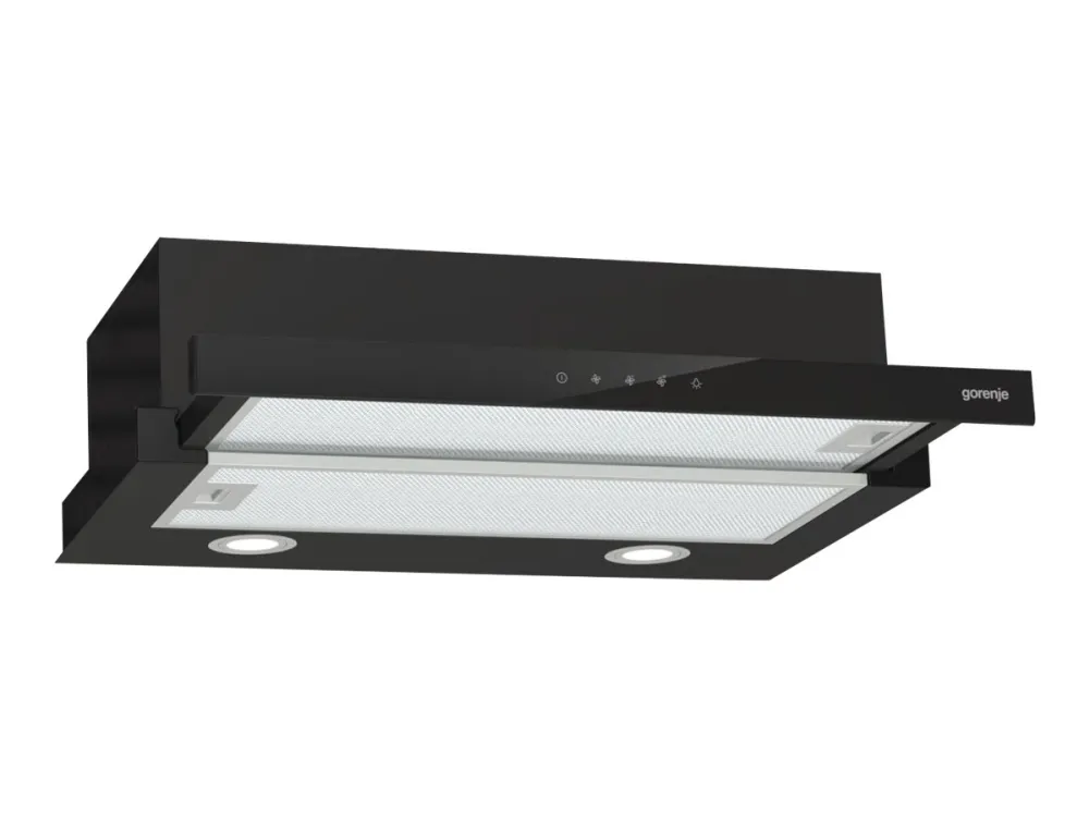 Gorenje Essential TH64E4BG - Hætte - teleskopisk - bredde: 60 cm - dybde: 30.6 cm - udtrækning og recirkulation (-) - sort