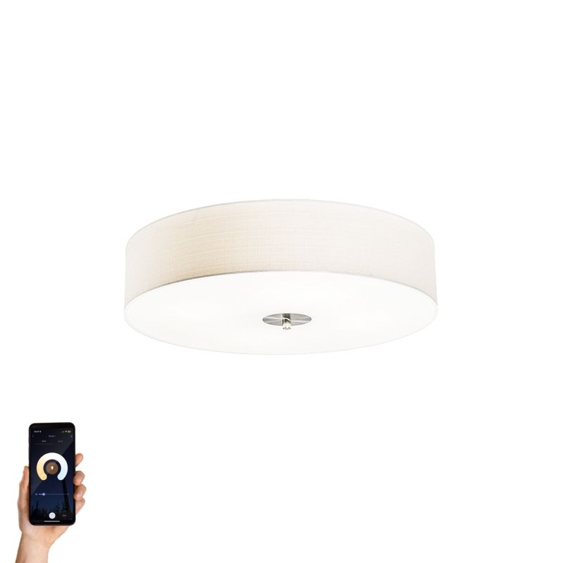 Smart plafondlamp wit 50cm incl. 4 Wifi A60 - Drum Jute
