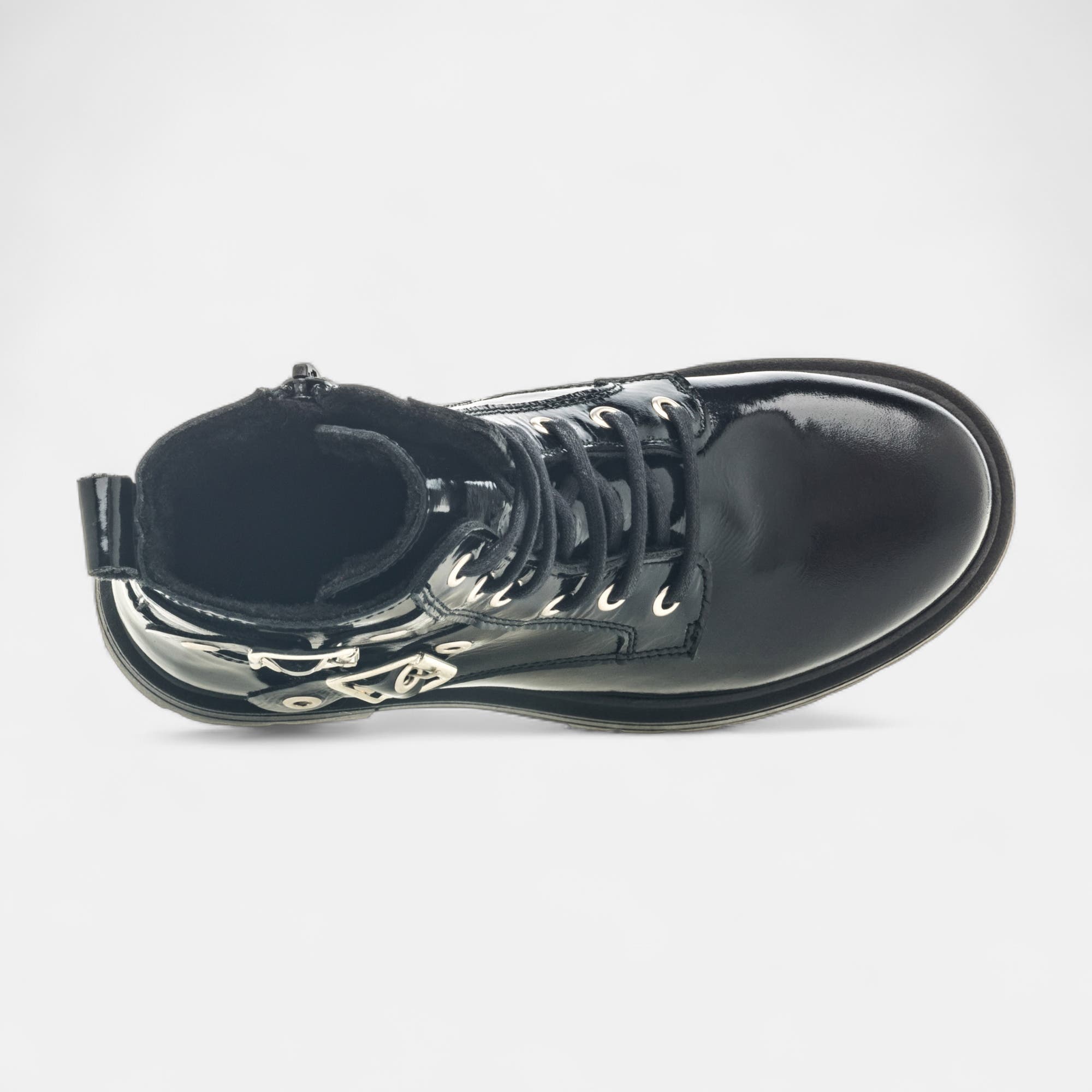 Boots Fille en cuir noir