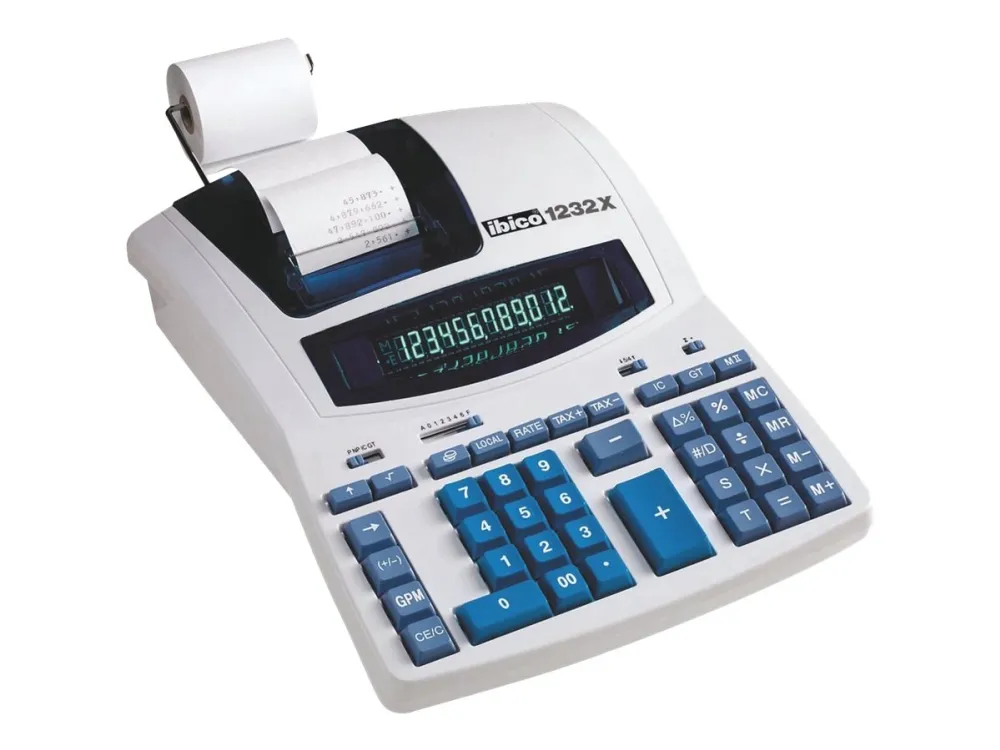 Strimmelregner Ibico 1232X m/12 cifre Euro, grønt display