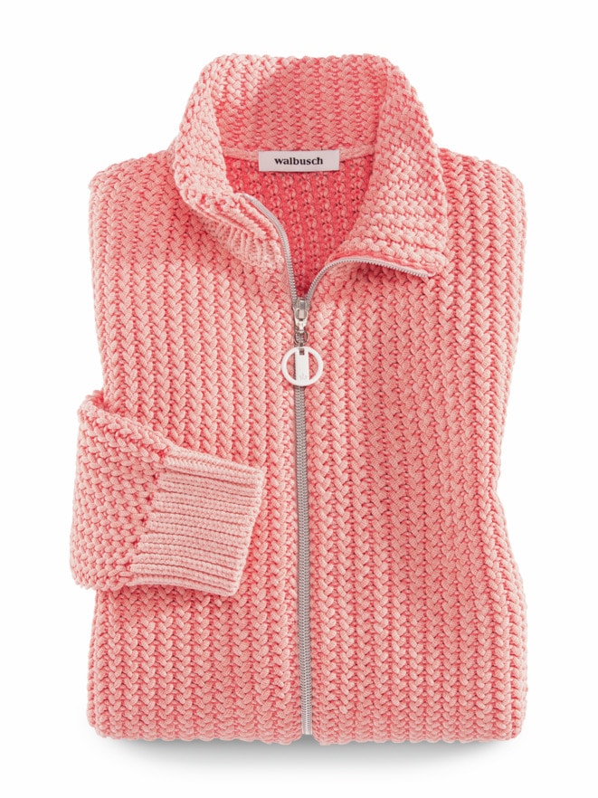 Reliefstruktur-Strickjacke