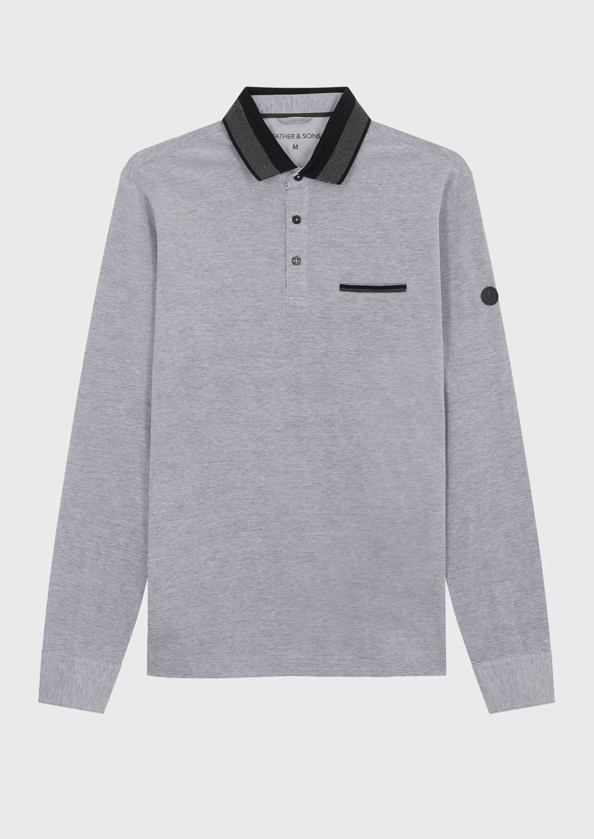 Polo manches longues Slim en coton uni gris