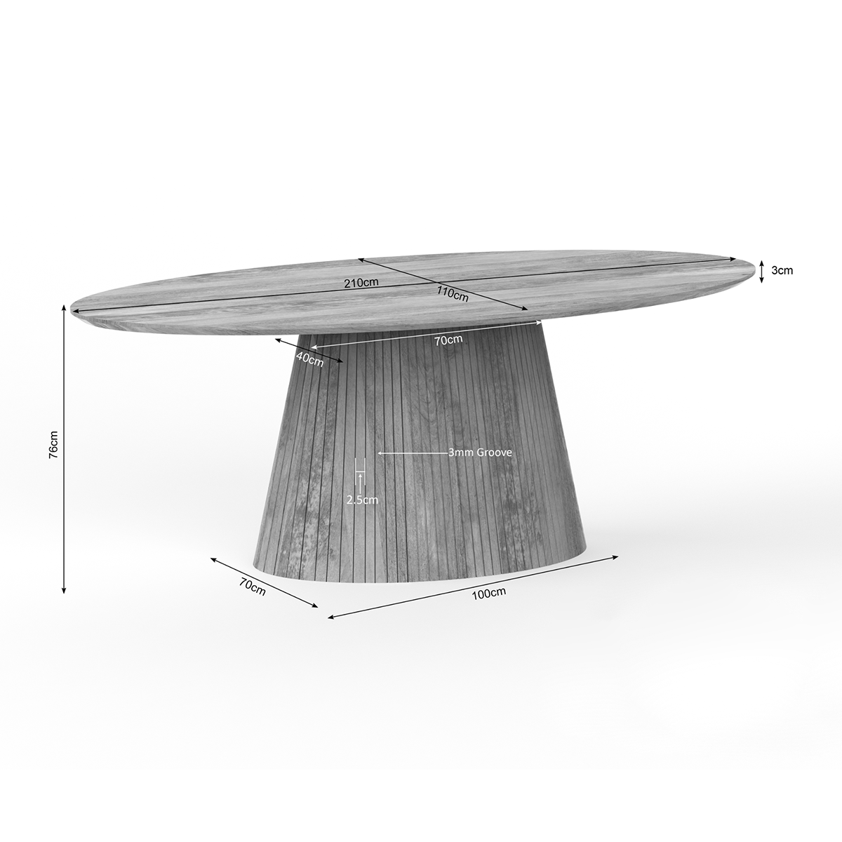 Eettafel Sol ovaal 210 cm