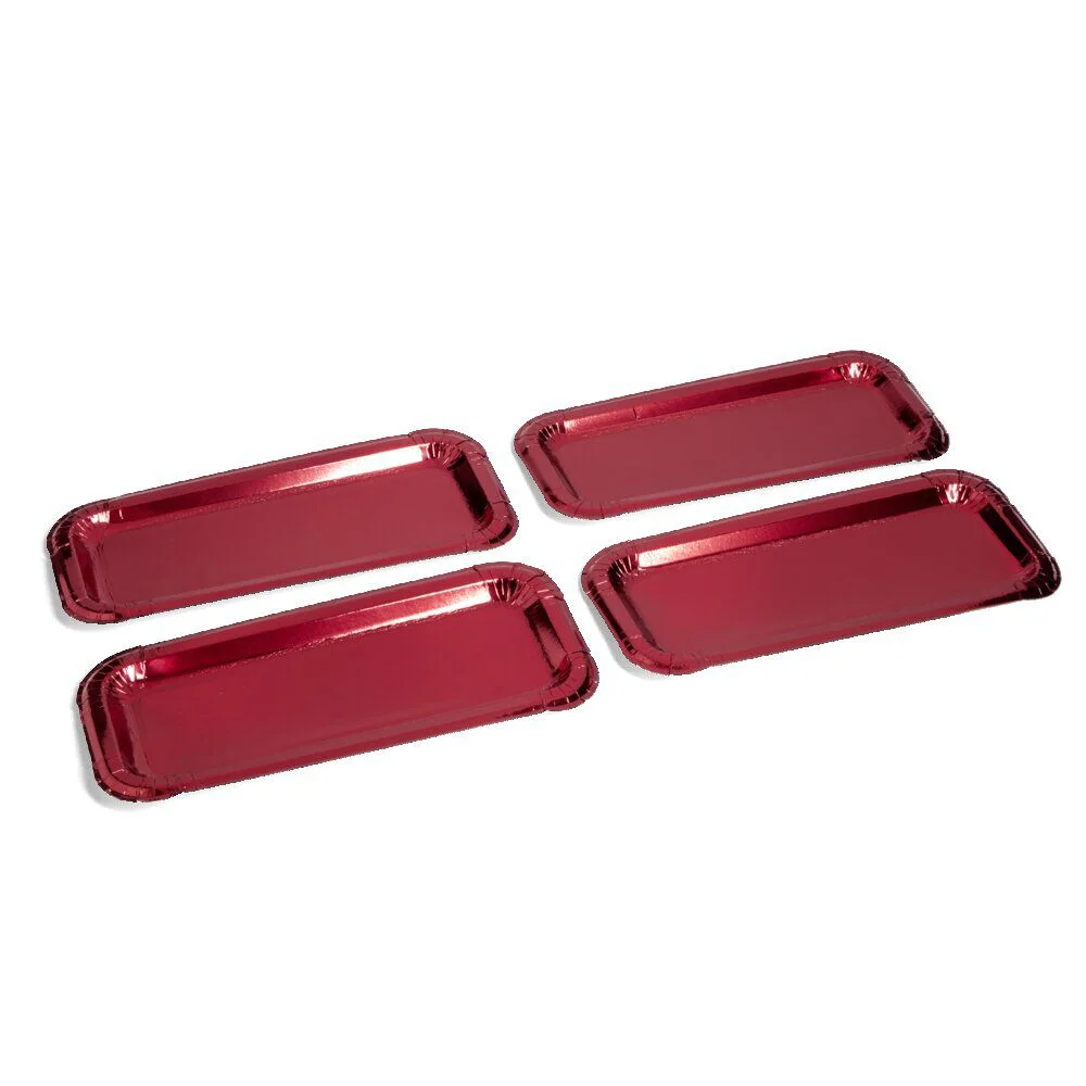 Plat à cake x4 en carton rouge 15,5x34cm