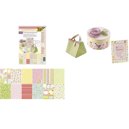 Folia Designpapierblock Frühjahr / Ostern, DIN A4, 12 Blatt