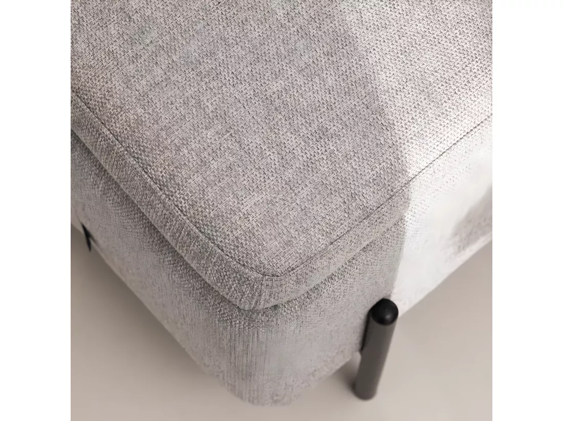 Kos - Banc coffre en tissu et métal L100cm - Gris clair