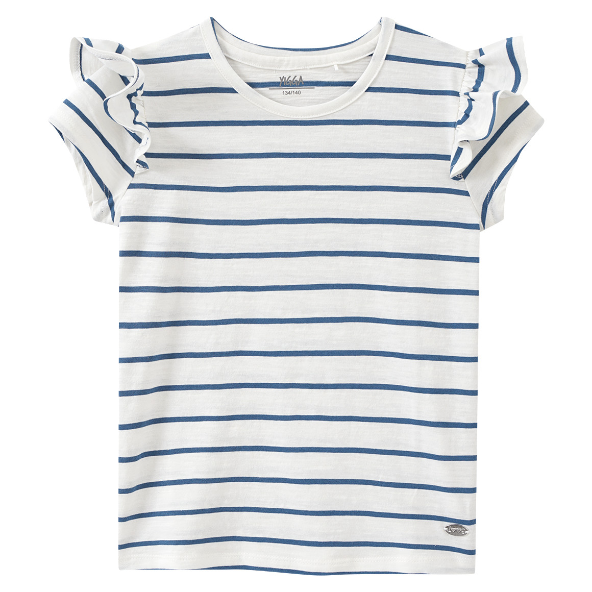 Yigga Mädchen T-Shirt mit Streifen weiss / blau